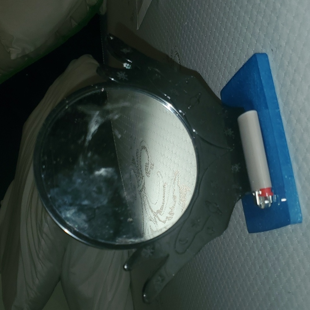 Handcrafted black and blue crystal ball mirror resin epoxy